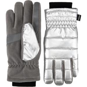 imageisotoner womens Water Repellent Touchscreen Iridescent Sleekheat Gloves and Flip Top MittensSilver