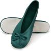 imageisotoner Womens Classic Stretch Satin Ballerina Slippers with Satin and Sequin Bow TieDark Pine