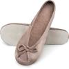 imageisotoner Womens Classic Stretch Satin Ballerina Slippers with Satin and Sequin Bow TieDeep Taupe