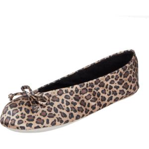 imageisotoner Womens Classic Stretch Satin Ballerina Slippers with Satin and Sequin Bow TieCheetah