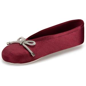 imageisotoner Womens Classic Stretch Satin Ballerina Slippers with Satin and Sequin Bow TieChili