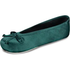 imageisotoner Womens Classic Stretch Satin Ballerina Slippers with Satin and Sequin Bow TieDark Pine