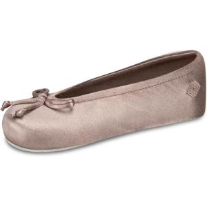 imageisotoner Womens Classic Stretch Satin Ballerina Slippers with Satin and Sequin Bow TieDeep Taupe