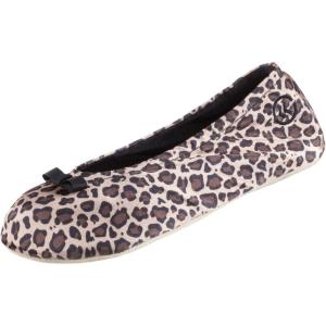 imageisotoner Womens Classic Stretch Satin Ballerina Slippers with Satin and Sequin Bow TieRibbon Bow  Cheetah