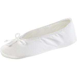 imageisotoner Womens Classic Stretch Satin Ballerina Slippers with Satin and Sequin Bow TieWhite