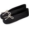 imageisotoner Womens Classic Stretch Satin Ballerina Slippers with Satin and Sequin Bow TieBlack Sequin