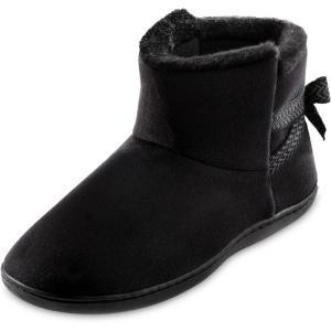 image:imageisotoner Womens Microsuede Mallory Bootie Slippers With BowBlack