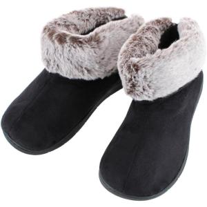 image:imageisotoner Womens Recycled Microsuede and Faux Fur Boot SlipperBlack