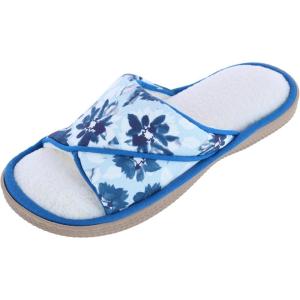 image:imageisotoner Womens Organic Cotton Floral Keilly Slide Slippers Island Blue 9510