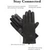 image:imageIsotoner Womens Classic Stretch Faux and Genuine Leather Touchscreen GlovesBrown