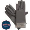 image:imageisotoner Womens Spandex Stretch Touchscreen Texting Cold Weather Gloves with Warm Fleece Lining and Metallic DetailsCharcoal