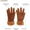 image:imageisotoner Womens Water Repellent Touchscreen Stretch Mya Faux Fur Cuff GlovesCognac