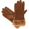 image:imageisotoner Womens Water Repellent Touchscreen Stretch Mya Faux Fur Cuff GlovesCognac