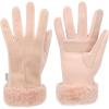 image:imageisotoner Womens Water Repellent Touchscreen Stretch Mya Faux Fur Cuff GlovesEvening Sand