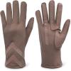 image:imageisotoner womens Spandex Touchscreen Cold Weather Gloves With Warm Fleece Lining and Chevron DetailsDeep Taupe