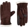 image:imageisotoner womens Water Repellent Touchscreen Microsuede Sherpa Lined Gloves With ButtonsBrown