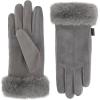 image:imageisotoner Womens Water Repellent Touchscreen Stretch Mya Faux Fur Cuff GlovesAsh