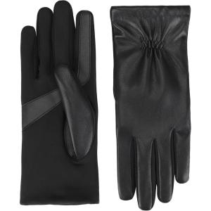 image:imageIsotoner Womens Classic Stretch Faux and Genuine Leather Touchscreen GlovesBlack Faux Leather