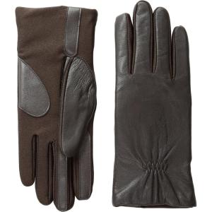 image:imageIsotoner Womens Classic Stretch Faux and Genuine Leather Touchscreen GlovesBrown