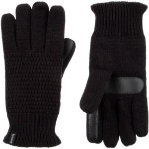 image:imageWomens Isotoner Textured Knit Gloves One Size  Black