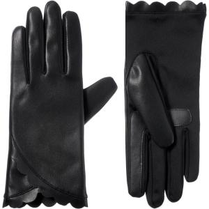 image:imageWomens Recycled Rosie Faux Leather Shortie Gloves with Scallop Hem and smarTouch