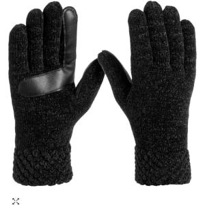 image:imageisotoner Signature Womens Chenille CableKnit Gloves in Black One Size