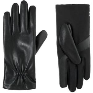 image:imageisotoner Womens Faux Stretch Leather Black Glove Fleece  A30671 Black SM