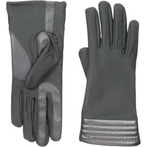 image:imageisotoner Womens Spandex Stretch Touchscreen Texting Cold Weather Gloves with Warm Fleece Lining and Metallic DetailsCharcoal
