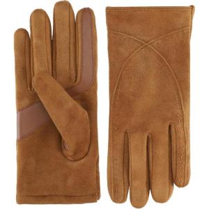 image:imageisotoner Womens Water Repellent Touchscreen Microsuede Shortie GlovesCognac