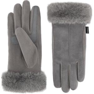image:imageisotoner Womens Water Repellent Touchscreen Stretch Mya Faux Fur Cuff GlovesAsh