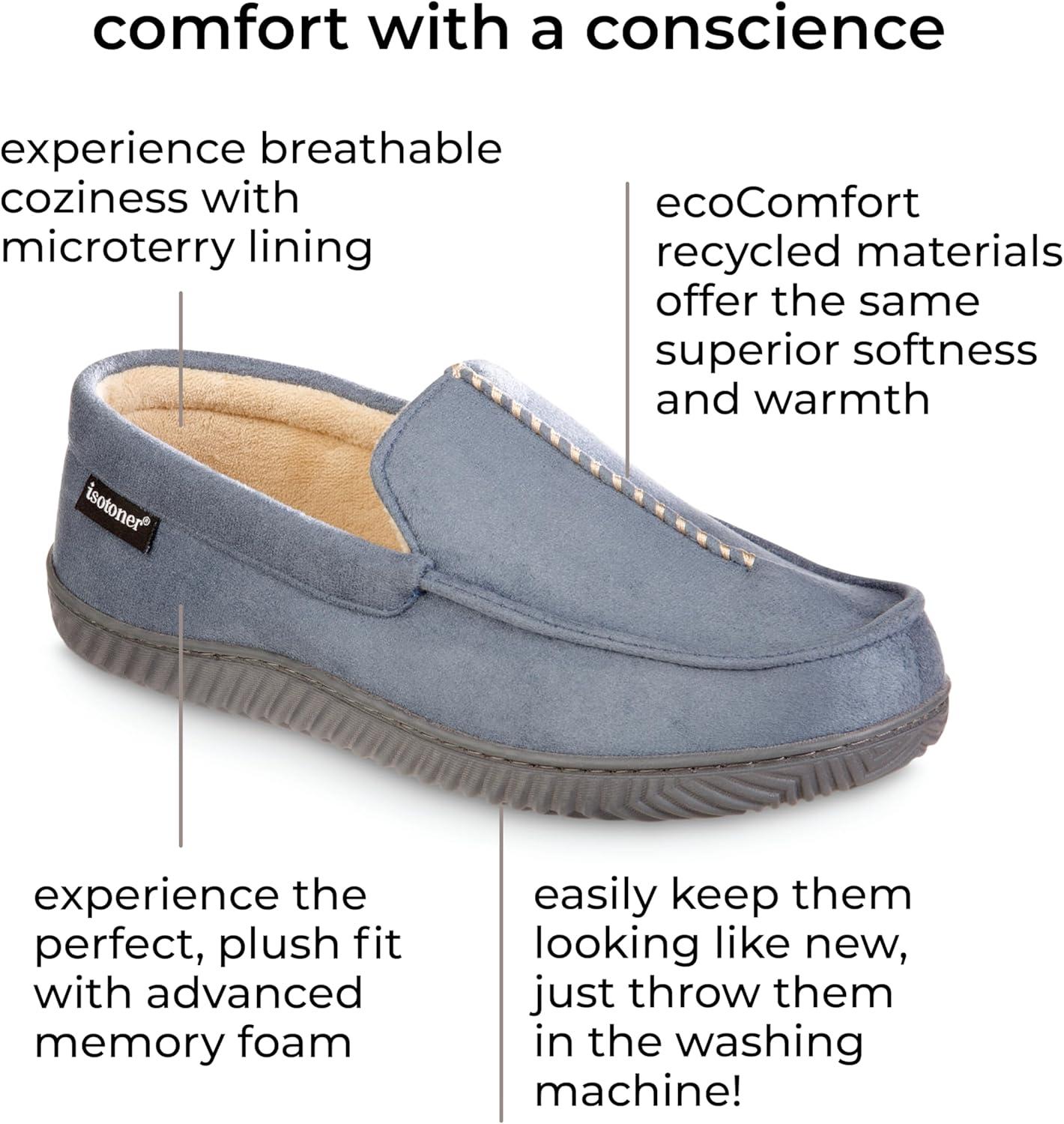 image:imageisotoner Mens IndoorOutdoor Liam Microsuede Moccasin Slippesr With Memory Foam ComfortVintage Blue