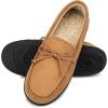 image:imageisotoner Mens Slipon IndoorOutdoor Microsuede Memory Foam Comfort Moccasin SlippersCognac