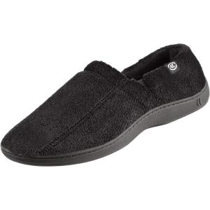 image:imageIsotoner Mens Microterry Moccasin Slipper with Memory Foam Heel Cushion and Versatile SoleBlack