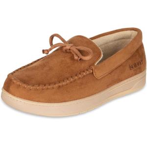 image:imageIsotoner Mens SlipOn IndoorOutdoor Essential Microsuede Boater Moccasin with Memory Foam Comfort Slipper Cognac Large