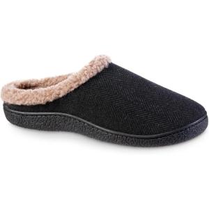 image:imageMens Memory Foam Hoodback ECO Comfort SlippersBlack Herringbone