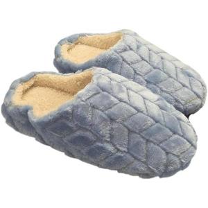 image:imageisotoner Chevron Fur Hoodback Slippers  8301 Bonnie Blue Medium