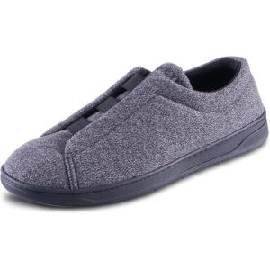 image:imageisotoner Mens IndoorOutdoor Heathered Knit Brady Closed Back Slippers With Memory Foam Comfort and Heel SupportBlack