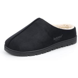 image:imageisotoner Mens IndoorOutdoor Sherpa Lined Slipon Rory Microsuede Slippers With Memory Foam ComfortBlack