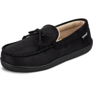image:imageisotoner Mens Slipon IndoorOutdoor Microsuede Memory Foam Comfort Moccasin SlippersBlack