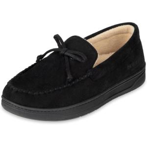 image:imageisotoner Mens Slipon IndoorOutdoor Microsuede Memory Foam Comfort Moccasin SlippersDark Black