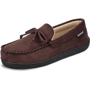 image:imageisotoner Mens Slipon IndoorOutdoor Microsuede Memory Foam Comfort Moccasin SlippersDark Chocolate