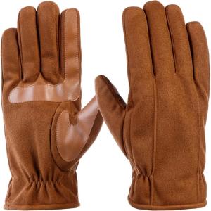 image:imageisotoner Mens Water Repellent Dual Lined Microfiber Touchscreen GlovesCognac