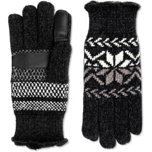 image:imageisotoner womens Warm Plush Lined Chenille Touchscreen Gloves  Solid and Snowflake PatternBlack Snowflake
