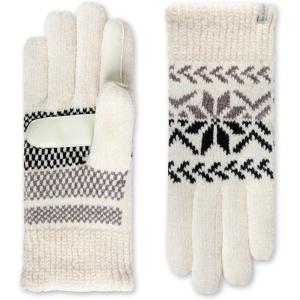 image:imageisotoner womens Warm Plush Lined Chenille Touchscreen Gloves  Solid and Snowflake PatternEwe Ivory Snowflake