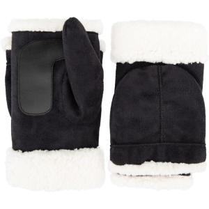 image:imagesmartDRI Microsuede Flip Top Mitten wStitching Detail SherpasoftBlack Mitten