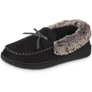image:imageIsotoner Womens Microsuede Moccasin Slippers NonSlip IndoorOutdoor Memory Foam Machine WashableBlack