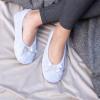 image:imageIsotoner Womens Classic Terry Ballerina Slipper Soft Breathable Terry Lined Satin Bow Secure FitHeather Grey