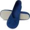 image:imageisotoner Womens Classic Stretch Satin Ballerina Slippers with Satin and Sequin Bow TieBlue Note