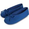 image:imageisotoner Womens Classic Stretch Satin Ballerina Slippers with Satin and Sequin Bow TieBlue Note