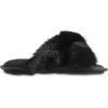 image:imageisotoner Womens Fuzzy Slipper Cozy Flipflop With a Furry Cross Band and Plush Fluffy Terry CushionBlack